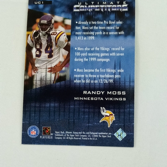 2000 Upper Deck Ultimate Victory Randy Moss NFL Trading Card #UC1 - Picture 5 of 5